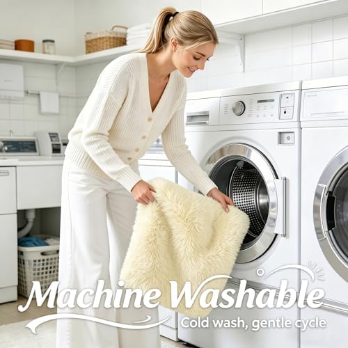 OLANLY 2x3 Machine Washable Small Bedside Rug, Soft Fluffy Shaggy Entryway - Image 2