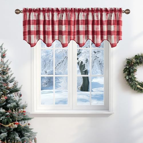 NICETOWN Christmas Red Plaid Valances by NICETOWN