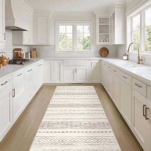 Nakagishi Runner Rug Kitchen Washable Rugs: 3x8 Non-Slip Boho Soft Modern Stain by NakagishiAreaRug
