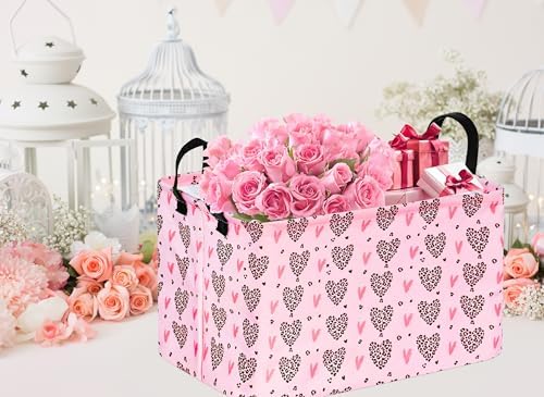 Valentines Basket Rec Heart Print Box Hamper Storage Basket Collapsible - Image 5