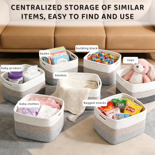 4 Pack Large Storage Baskets for Organizing, and Clothes, Cotton Rope Basket - Image 6