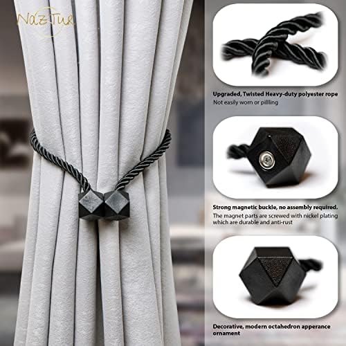 NazTur Magnetic Curtain Tiebacks, Curtain Ties, No-Drill Holdbacks - Image 2