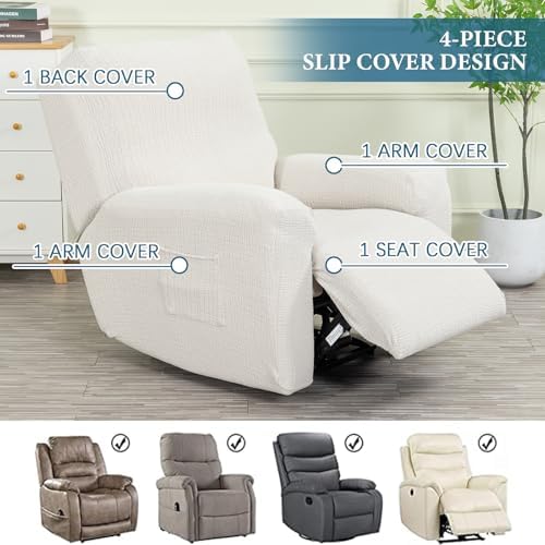 Recliner Chair Covers 4-Pieces Recliner Slipcovers Lazy Boy Chair Covers - Image 5