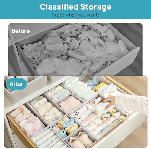 Vtopmart 18 Pack Baby Clothes Organizer, Foldable Fabric Drawer Bins - Image 2