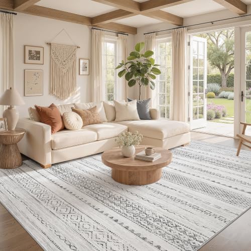 Nakagishi Area Rug Living Room Rugs: 12X15 Machine Washable Boho Large Neutral - Image 2