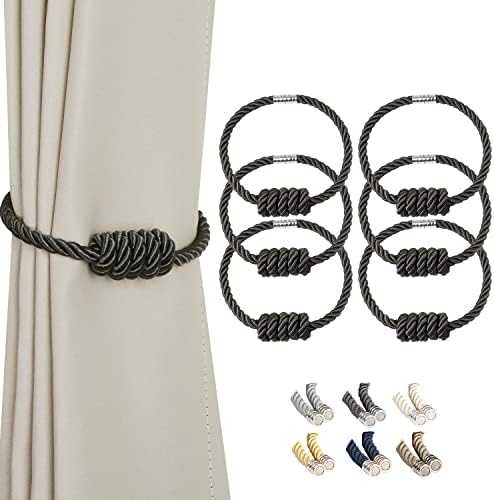 BEL AVENIR Magnetic Curtain Tiebacks 6 Pack Hand-Woven Curtain Ties by BELAVENIR