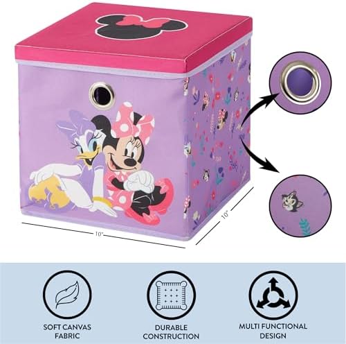 Idea Nuova Disney Minnie Mouse Collapsible Fabric Storage Cube, 10” Organizer - Image 4
