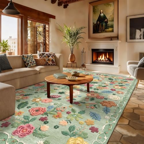 6x9 Area Rugs for Living Room: Washable Bedroom Rug Non Slip Low Pile Soft Faux - Image 2