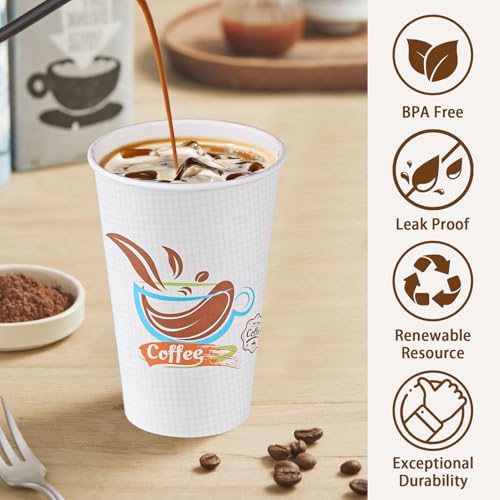 Lamosi 180 Pack 16 oz Coffee Cups, Disposable Paper Cups No Lids - Image 3