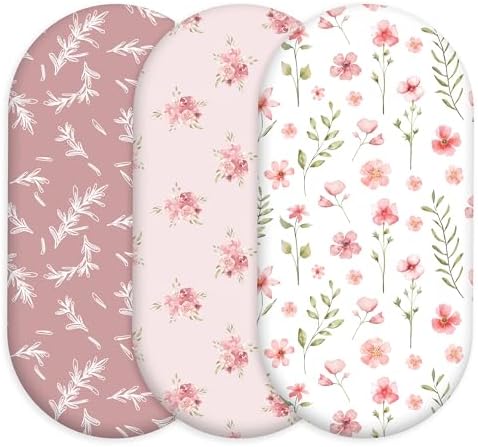 Baby Bassinet Sheets Girl Boy, 3 Pack Fitted Bassinet Sheet by CivaruaKids