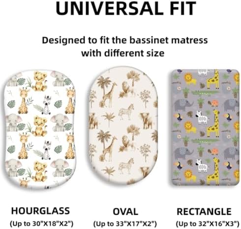 4 Pack Safari Jungle Animals Neutral Unisex Fitted Nursery Baby Sheets Set - Image 2