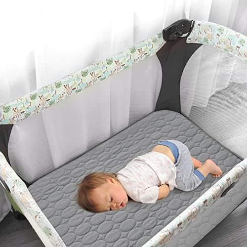 Pack and Play Sheets Fitted Quilted Waterproof Protector, 2 Pack Pad Covers - Image 3
