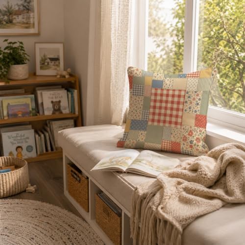 French Country Floral Patchwork Throw Pillow Cover 18x18 - Image 3