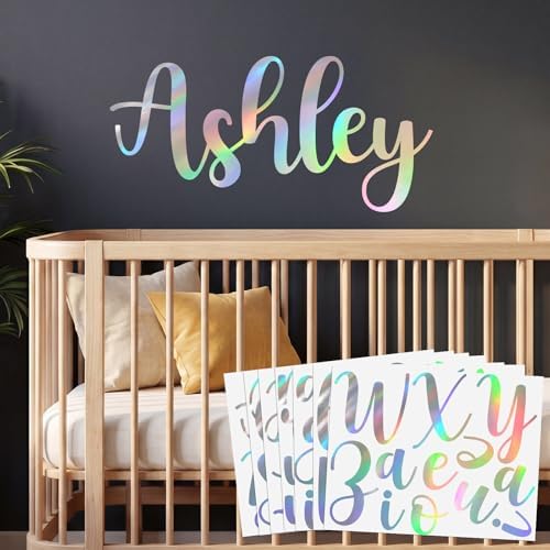 Boao Personalized Name Letter Wall Decal, Elegant Script, Holographic by Boao