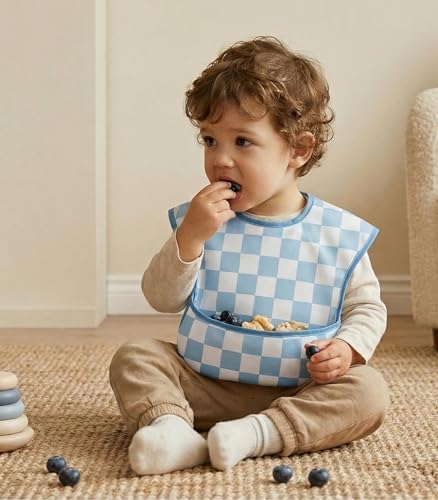 3 Pack Waterproof Baby Bibs for Eating, Mess Proof Feeding Bib - Image 2