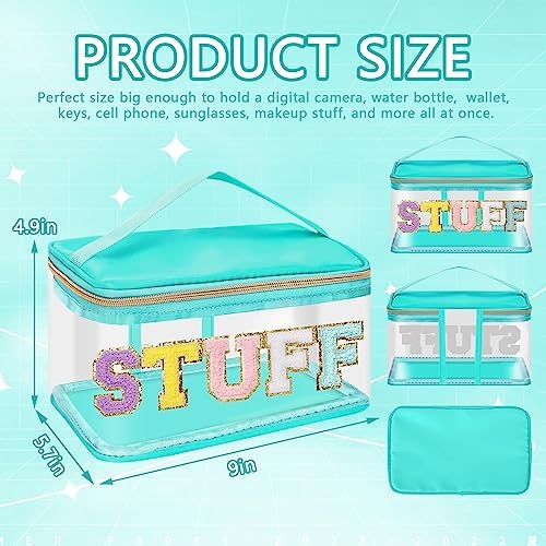 Iqimott Preppy Clear Makeup Bag Stuff Pouch, Chenille Letter Cosmetic Bag - Image 2