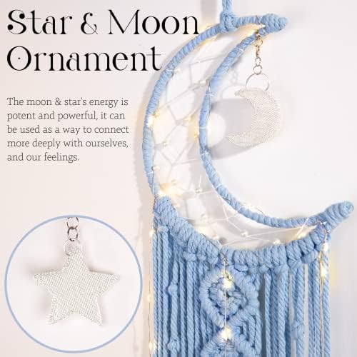 Boho Macrame Wall Hanging, Crochet Moon Star Dream Catcher - Image 2