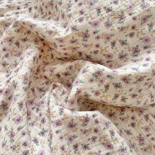 BuLuTu Purple Floral Muslin Cotton Ruffles Pillow Case Standard 20"x26" - Image 3