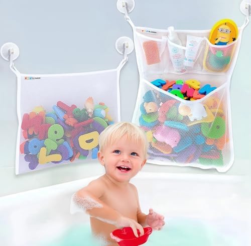 Bath Toy Storage Organizer for Bathtub – Large Mesh Bath Toy Holder & Bath Toy by slonser