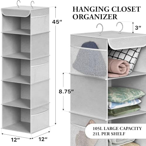 Simple Houseware 5 Shelf Hanging Closet Organizer - Image 2