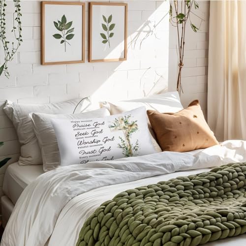 Eucalyptus Cross Christian 12x20 Pillow Cover, Bible Verse Home Decor, Bible - Image 2