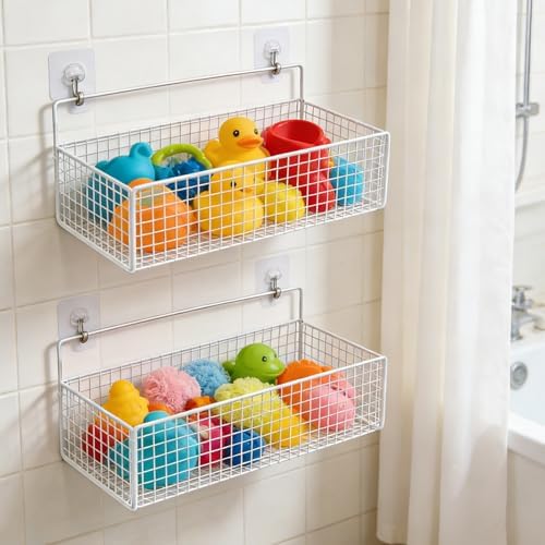 Bath Toy Storage, 2 Pack Metal Mesh Bath Toys Organizer - Image 5