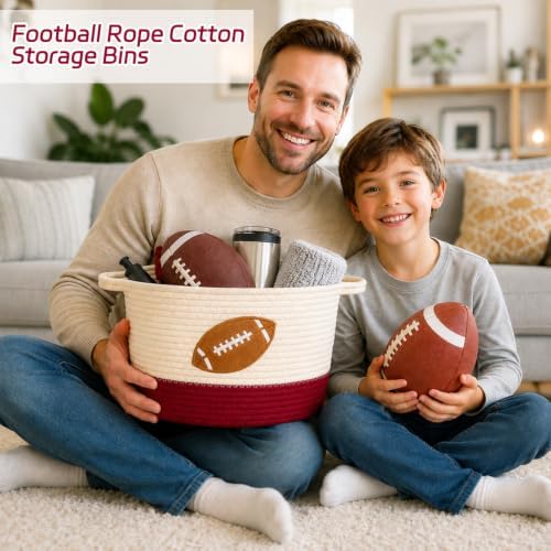 Football Woven Basket- Cute Cotton Rope Basket - Image 4