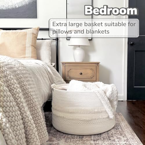 CherryNow 90L Large Woven Rope Blanket Basket - Image 3
