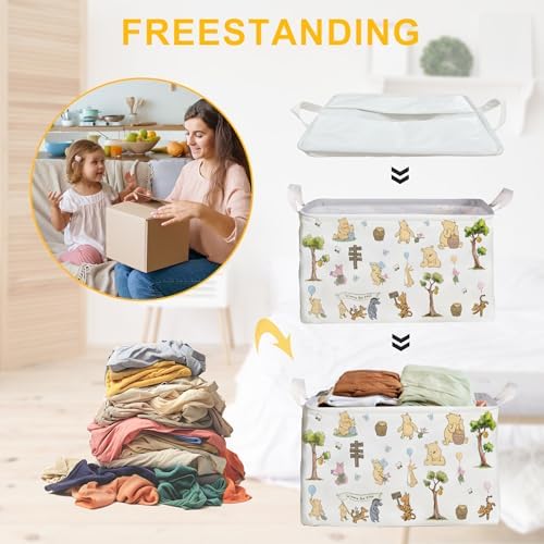 Winnie Storage Nursery Basket, Large squarecanvas Laundry Hamper WithWinnie - Image 5