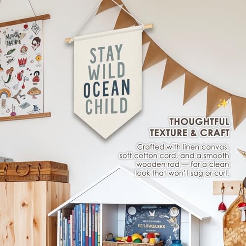 Wheatwin Ocean Nursery Decor, Stay Wild Ocean Child Wall Hanging Pennant Flag - Image 6