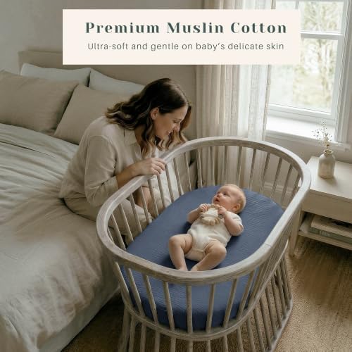 3 Pack Baby Muslin Bassinet Sheets - Image 2