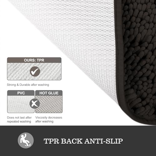 Yeaban Chocolate Brown Bathroom Rug 26"x44", Non-Slip Rubber Backing - Image 3