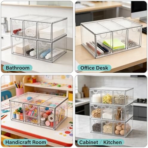 Prsildan Acrylic Makeup Organizer Stackable Storage Drawers - Image 4