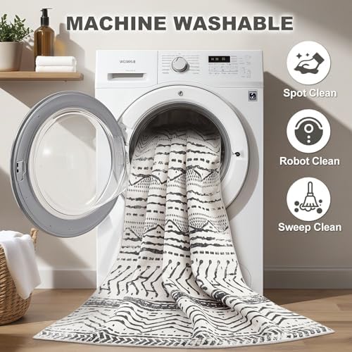 Nakagishi Boho 5x7 Area Rug Living Room Rugs Machine Washable Black - Image 2