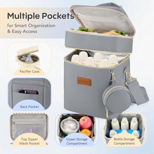 Breastmilk Cooler Bag with Ice Pack & Pacifier Case, Large Double Layer - Image 3