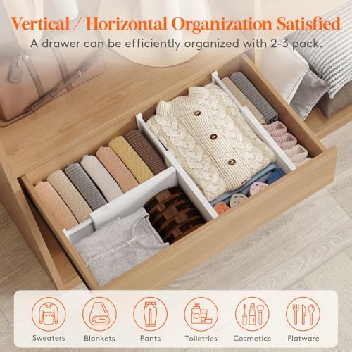 Lifewit 6" Tall Upgrade Drawer Dividers, Adjustable Deep Drawer Organizer - Image 4