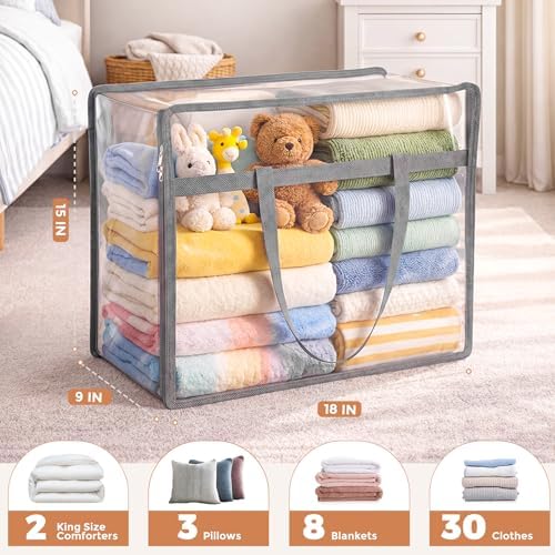 4 Pack Clear Storage Bags for Clothes, 45L Closet Organizers and Storage - Image 2