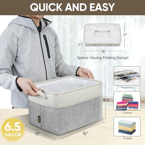 BALEINE 1 Pack Fabric Closet Storage Bins - Image 6