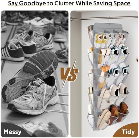MISSLO 30 Large Pockets Dual Sided Hanging Shoe Organizer - Image 6