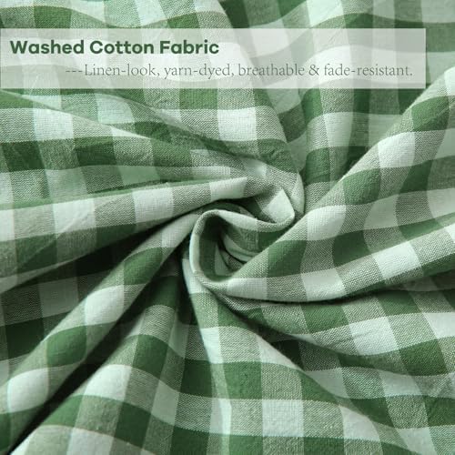 2 Pack Green Gingham Lumbar Throw Pillow Shams 12''x20'' - Image 6