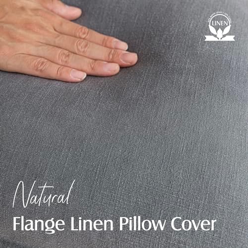 Foindtower Linen Solid Decorative Throw Pillow Covers 22x22 Inch Grey - Image 2