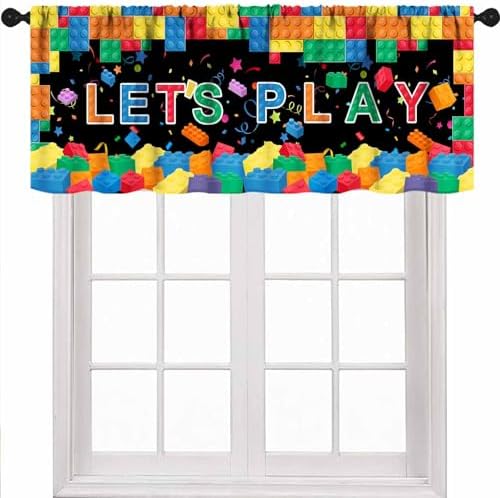 Building Blocks Window Valance, Colorful Funny Block Building Constructor Brick by Unknown