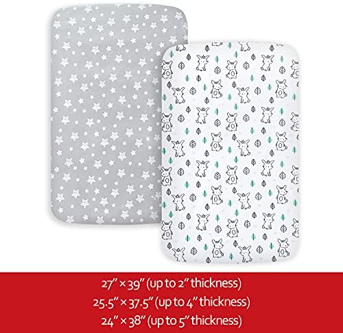 Pack and Play Sheets, 4 Pack Mini Crib Sheets, Stretchy Playard Fitted Sheet - Image 5