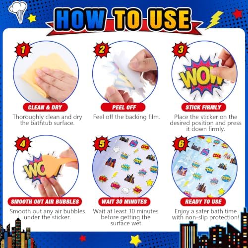 Fullhawl 30 Pcs Comic Non Slip Shower Stickers, Fun Bathtub Safety - Image 3