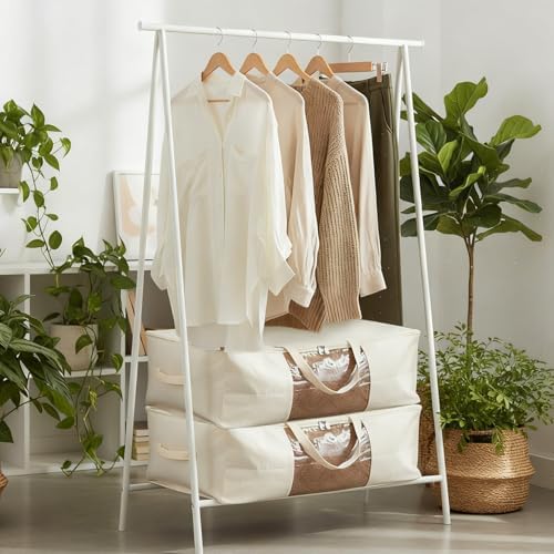 Comforter Storage Bags 70L Canvas Closet Organizer Clothes Container 4 Pack - Image 5
