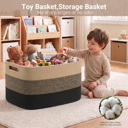 Large Laundry Basket/Hamper, Jute/Black - Image 4