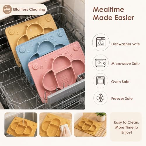 ROCCED Suction Plates for Baby Placemat Spoon Fork Set for Toddlers, Silicone - Image 4