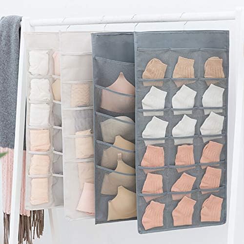 Closet Hanging Organizer with Mesh Pockets & Rotating Metal Hanger, Dual Sided - Image 6
