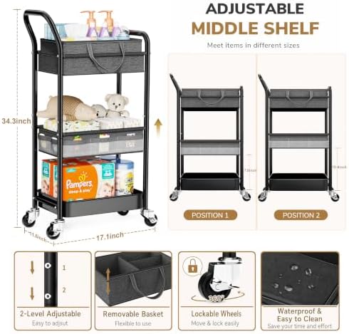 2-IN-1 Baby Diaper Caddy Cart - Image 2