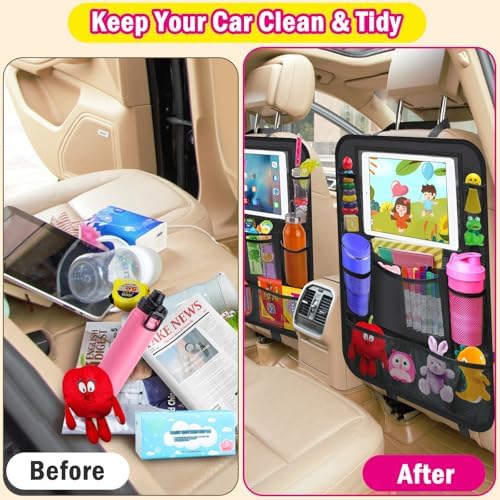 XBRN 2 Pack Car Backseat Organizer, Car Seat Organizer Kick Mats Back Seat - Image 7